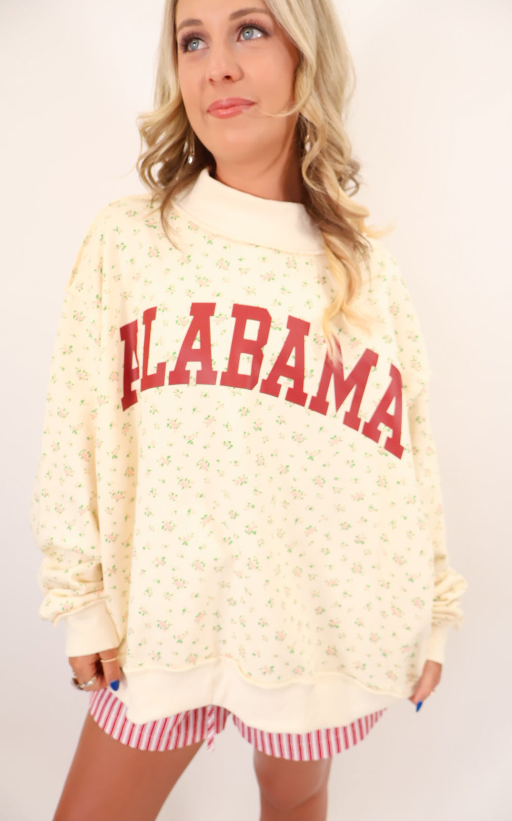 Floral Alabama / AL Reversible Mock Neck Pullover