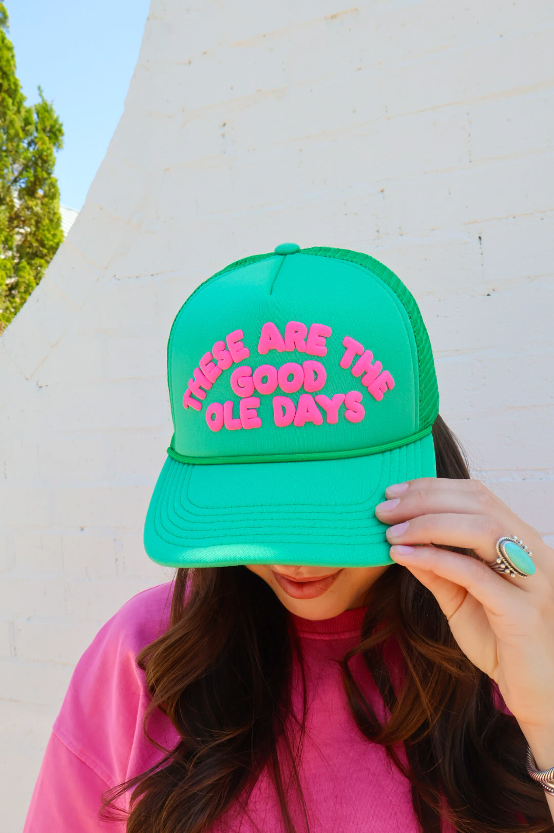 “These Are the Good Ole Days” Trucker Hat - Green