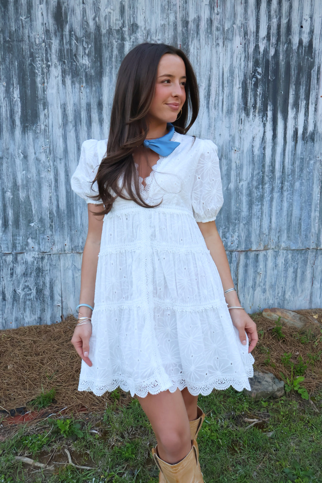 White Eyelet Babydoll Dress