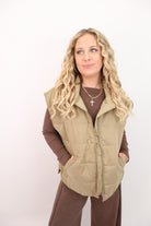 On the Go Quilted Vest - Light Olive