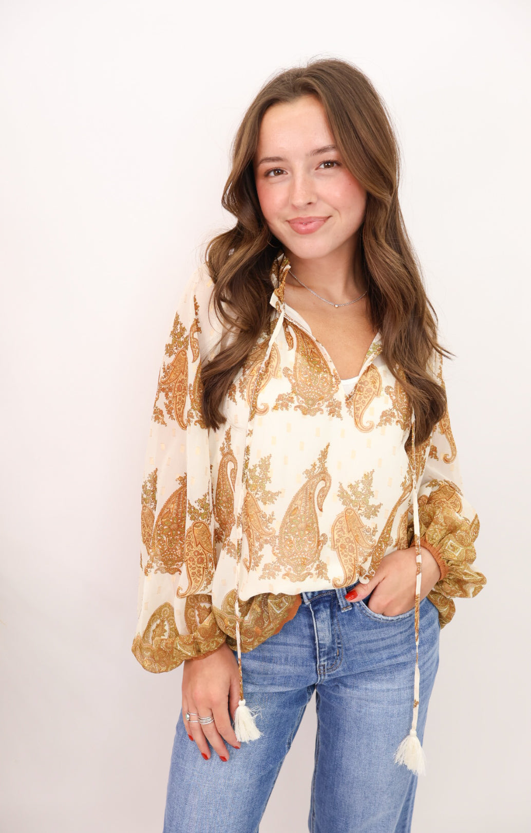 Mustard Paisley Print Blouse
