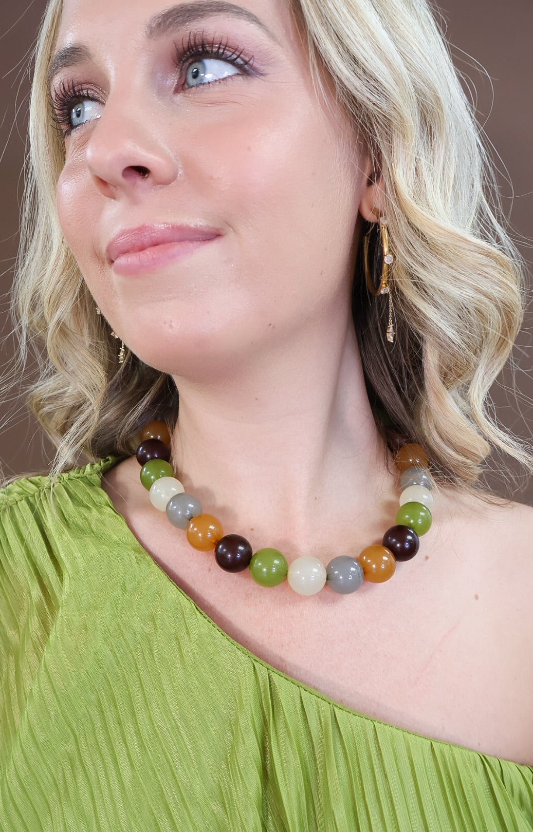 Fall Multi Color Round Bead Necklace