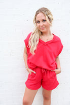 Casual Shorts Set - Cherry Red