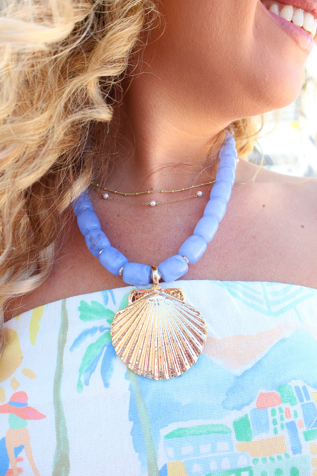 Seaglass Shell Pendant Necklace