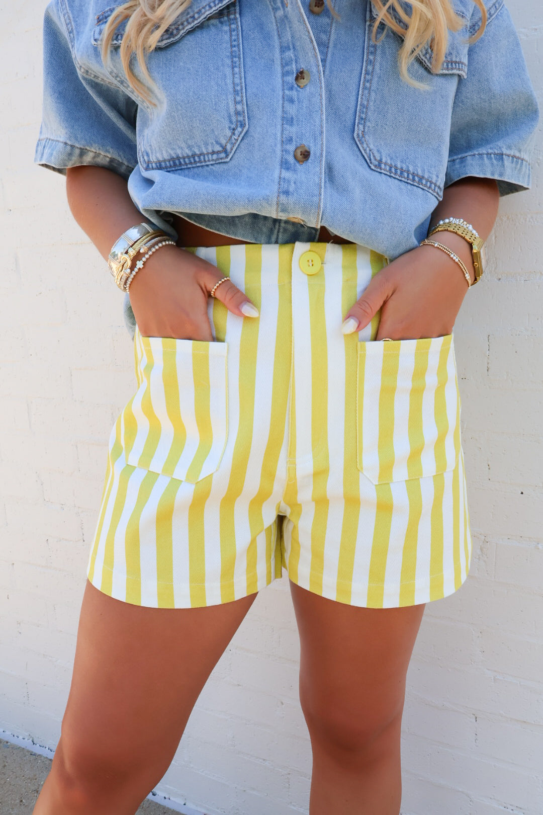 Sunshine Yellow Striped Shorts