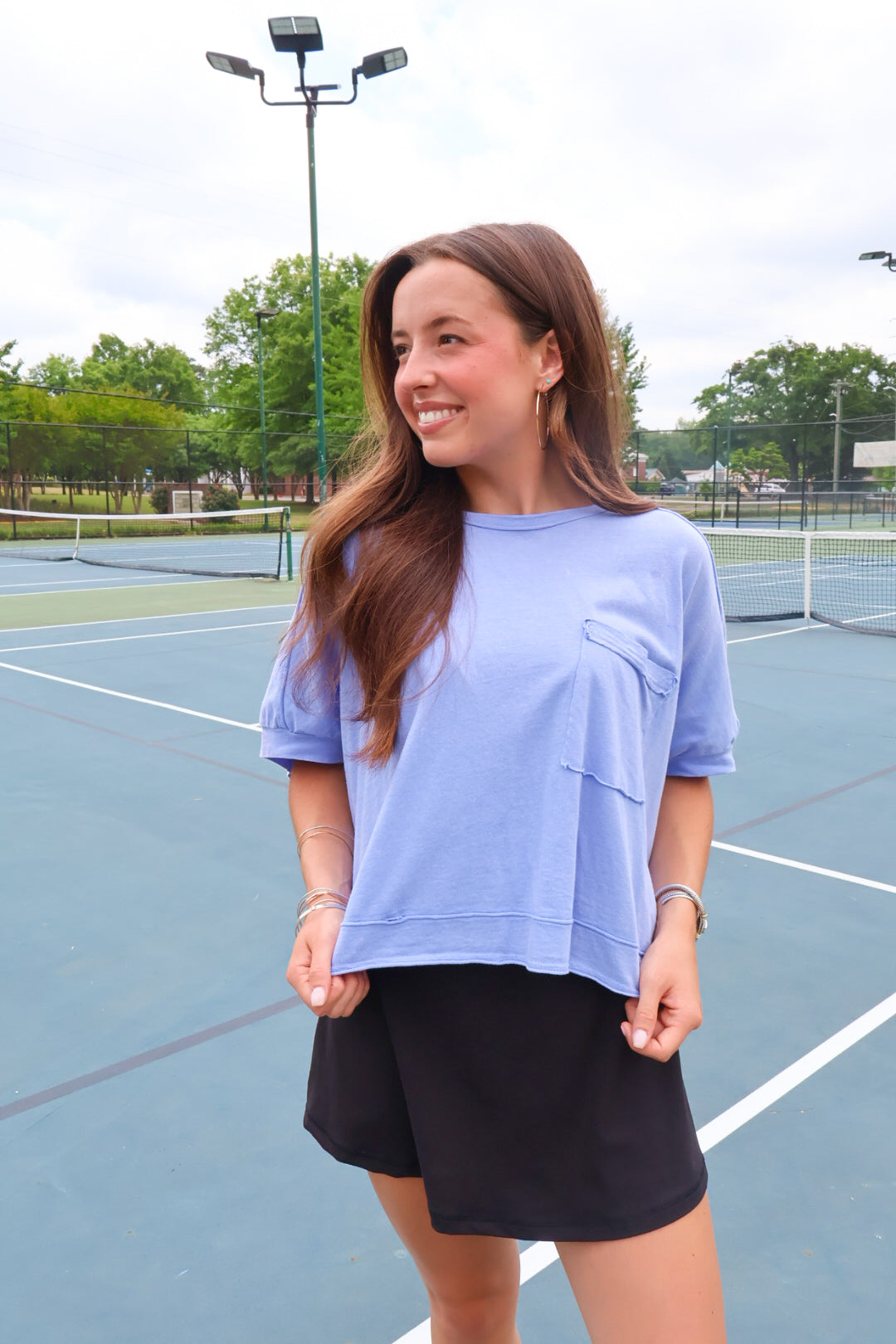 Washed Oversized Pocket Tee - Blue