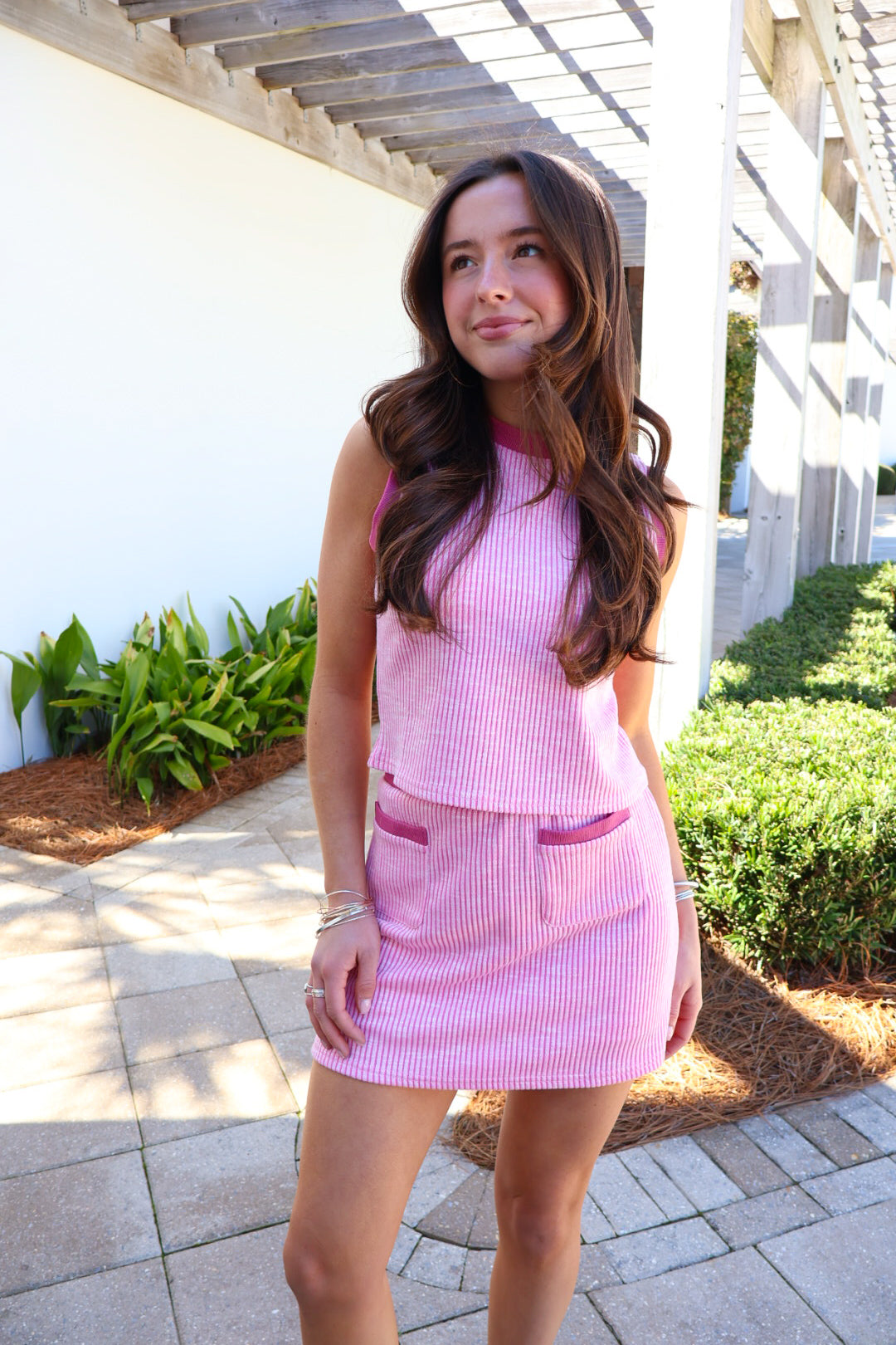 The Pink Stripe Sporty Skort Set