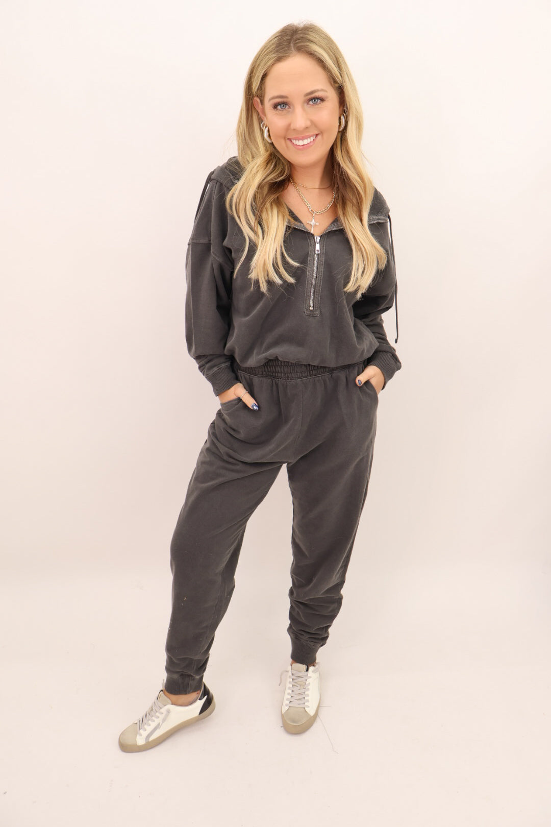 Washed Charcoal Casual Jumpsuit