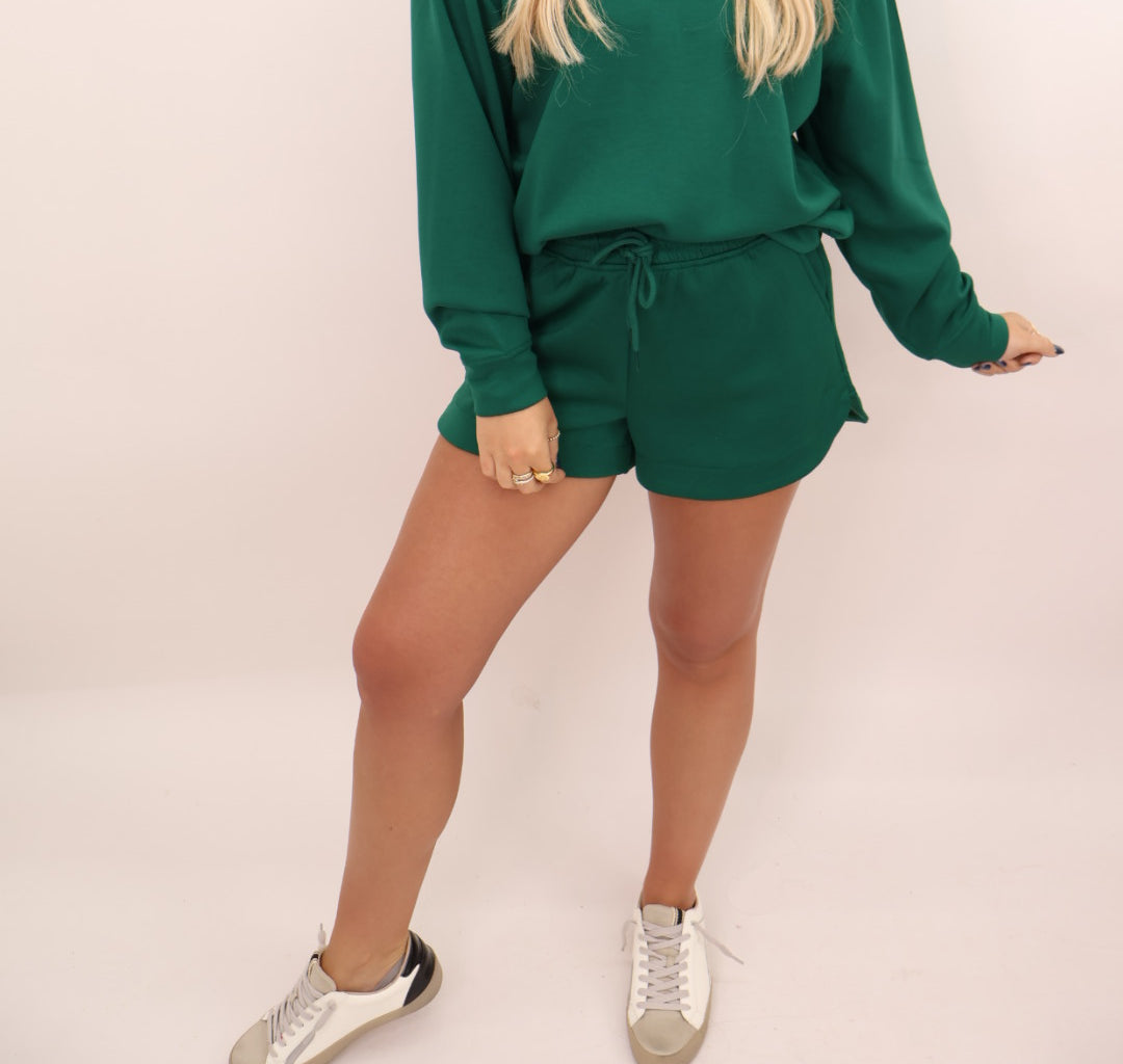 Scuba Mock Neck Shorts Set - Green