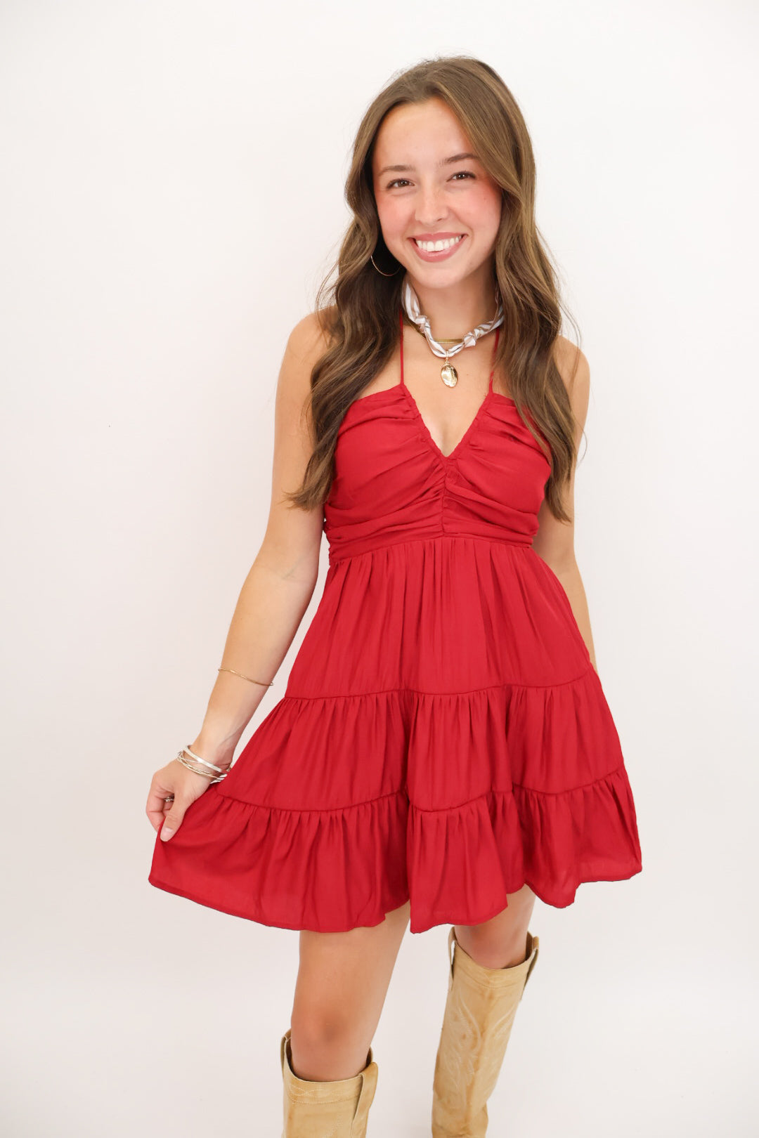 Crimson Halter Mini Dress