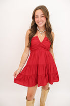 Crimson Halter Mini Dress