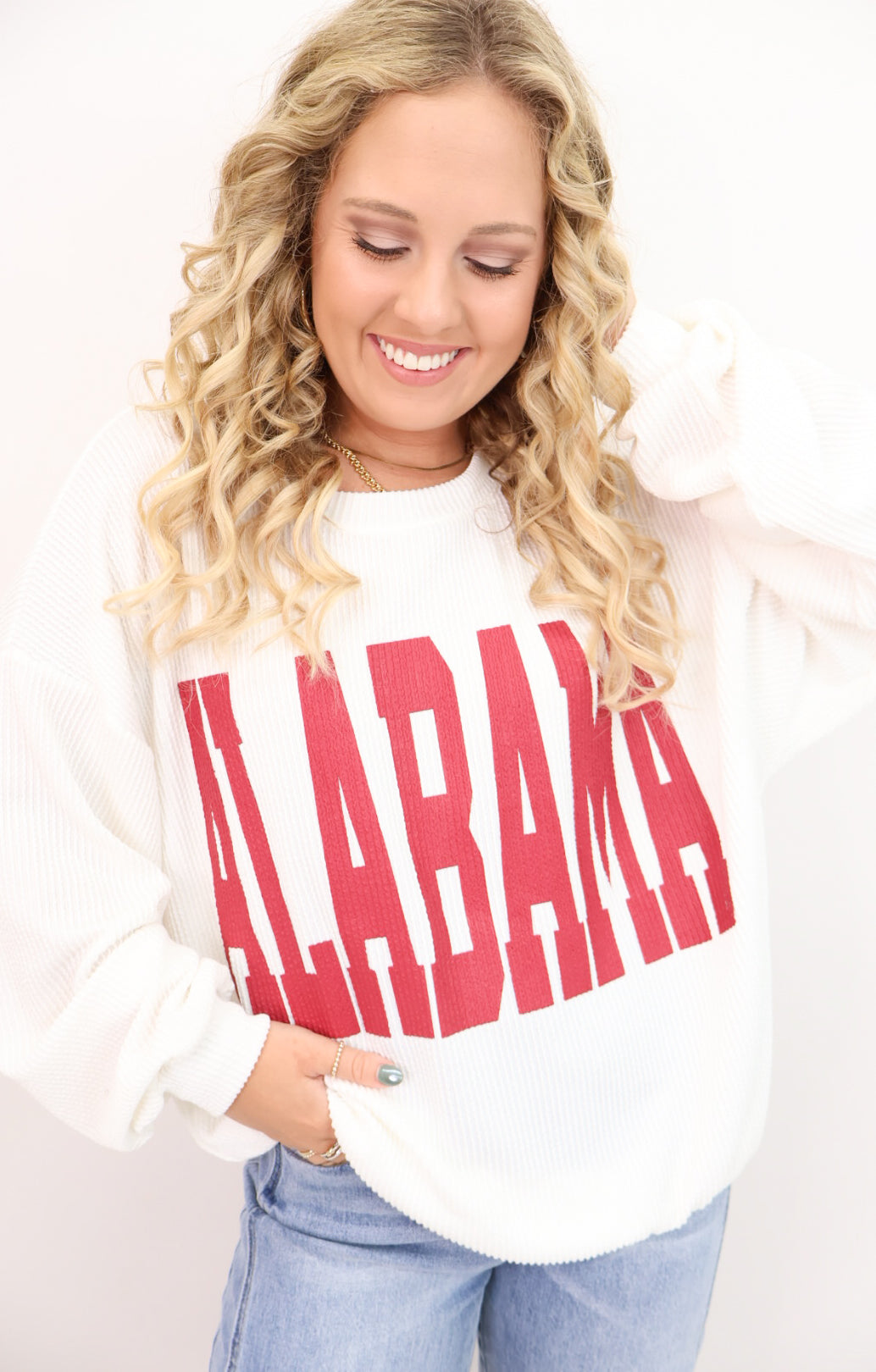 Alabama Ribbed Pullover - White