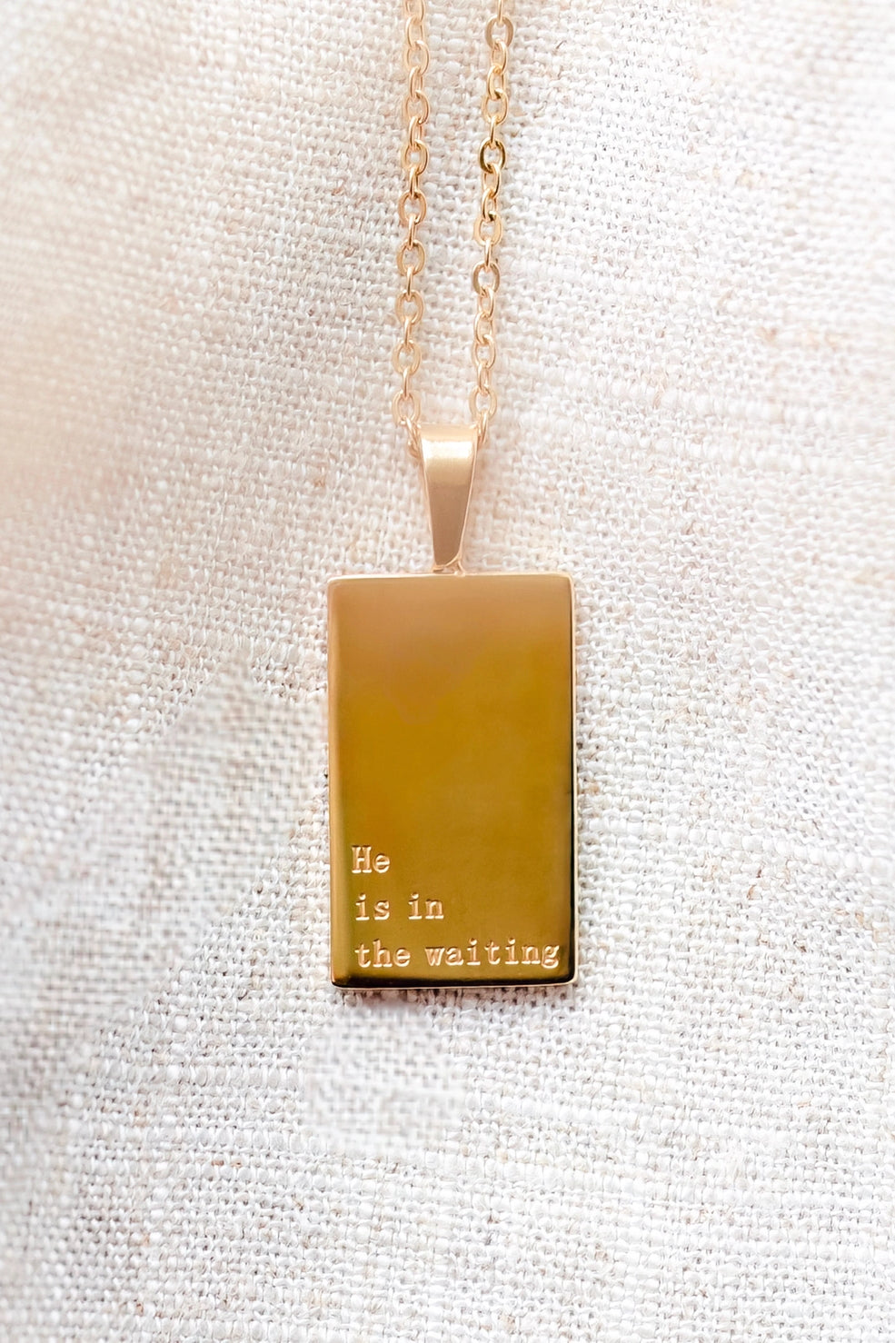He Is In The Waiting Engraved Necklace