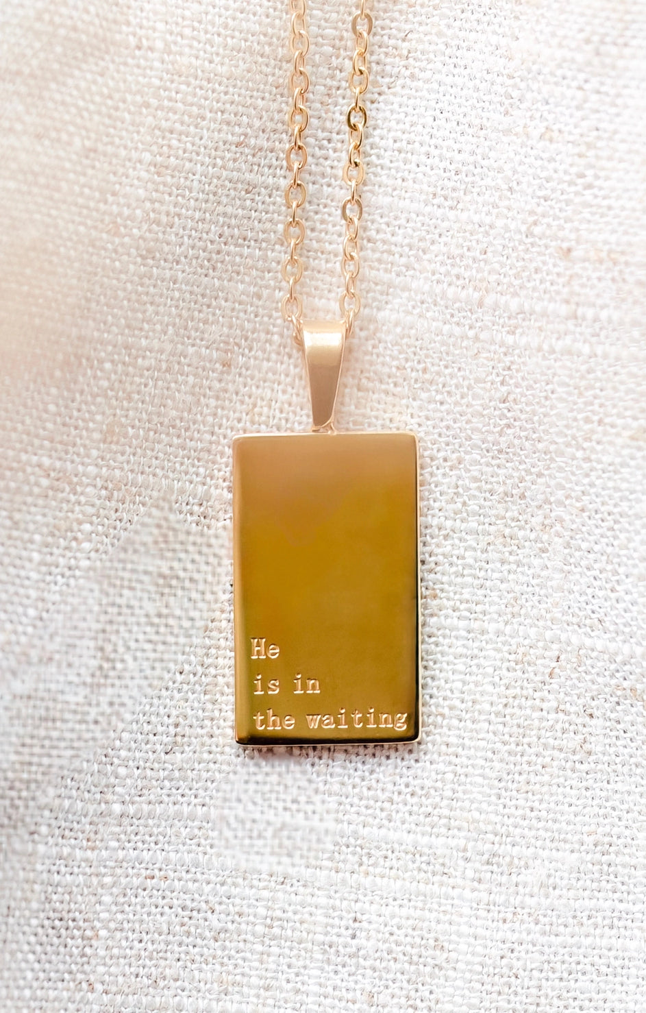 He Is In The Waiting Engraved Necklace