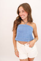 Denim Crop Halter Top