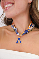 Gameday Scarf Necklace - Orange Blue with “A” Charm