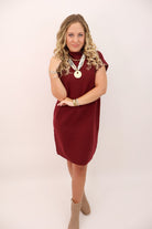 Sleeveless Sweater Dress - Burgundy