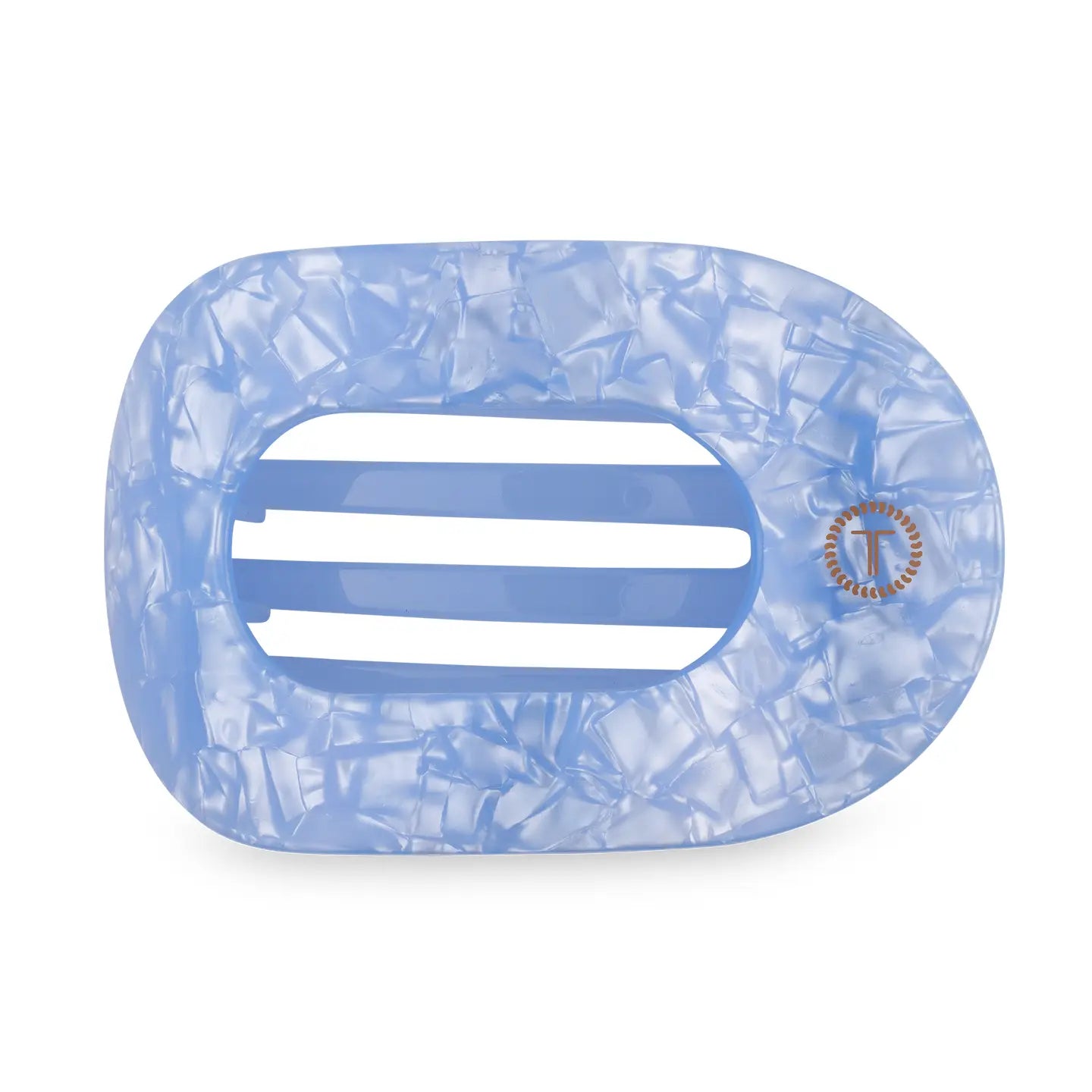 TELETIES Medium Flat Round Hair Clip - Blue Lagoon