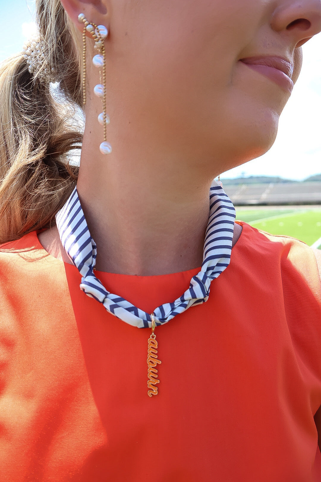Auburn Script Charm Scarf Necklace