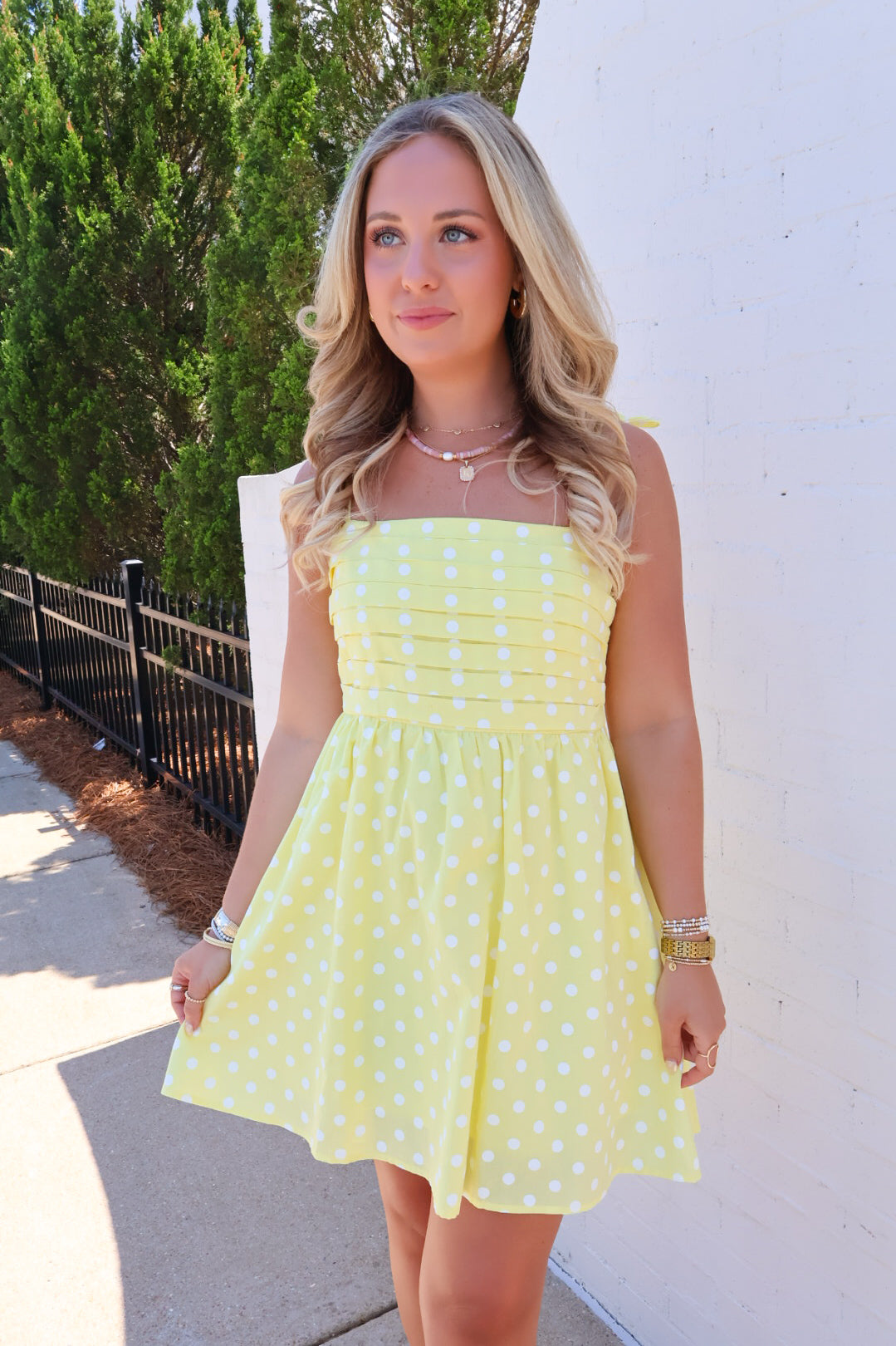 Yellow Polka Dot Mini Dress