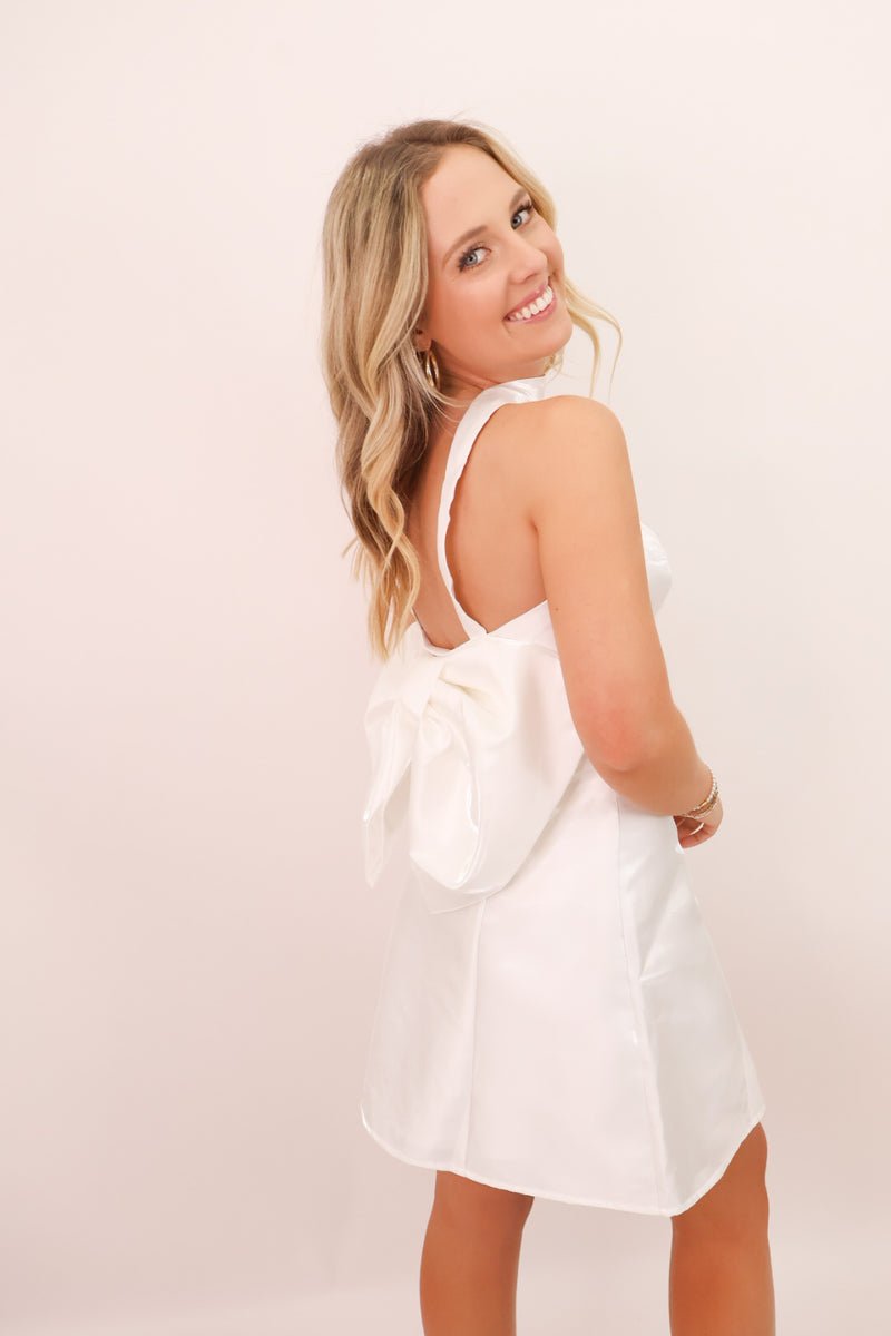 white mini dress with bow on back – Moda Boutique This piece transitions effortlessly from graduation ceremonies to summer weddings and race day events Blawhee Women's Strapless Mini Prom