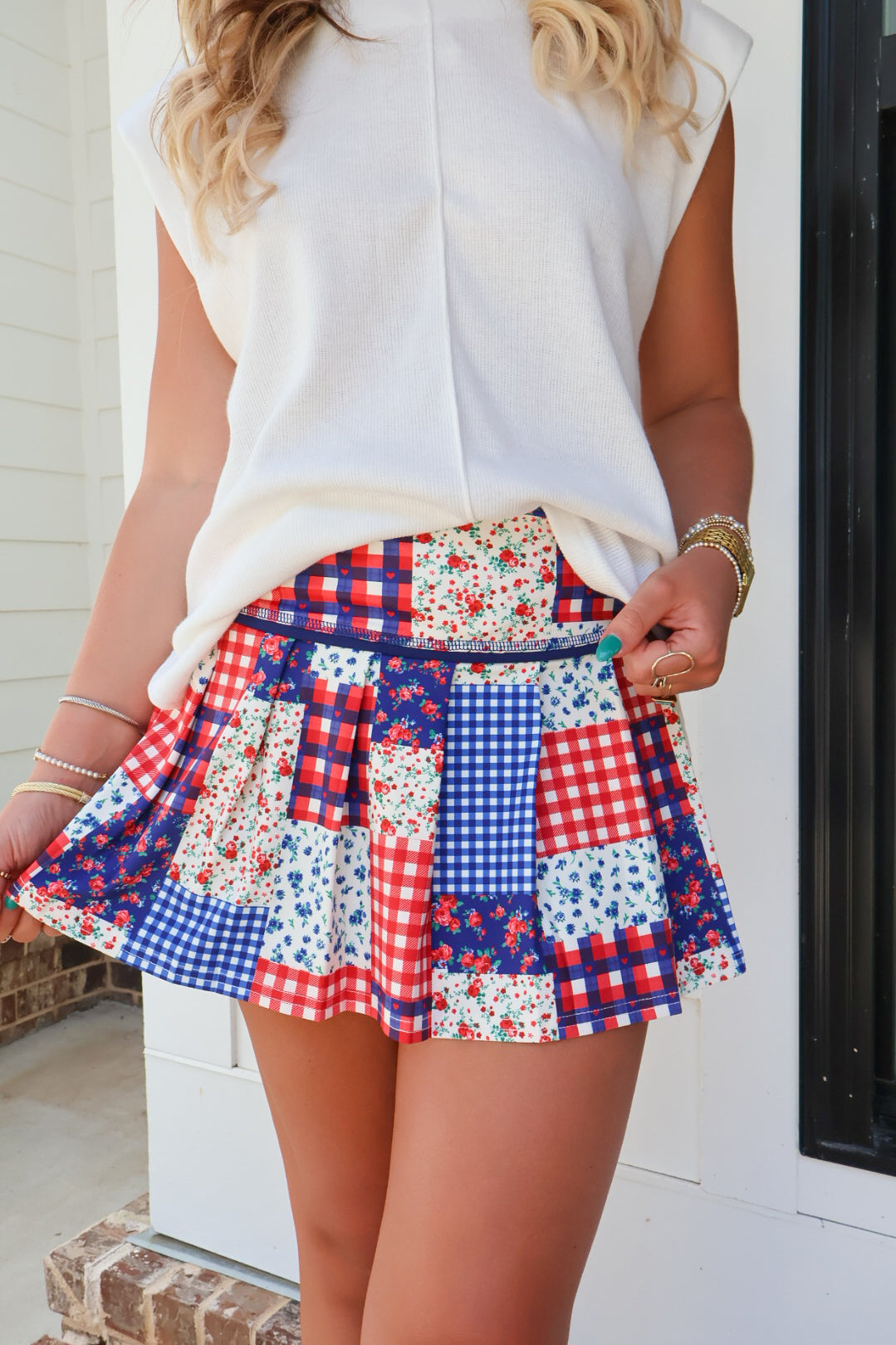 Americana Patchwork Active Skort