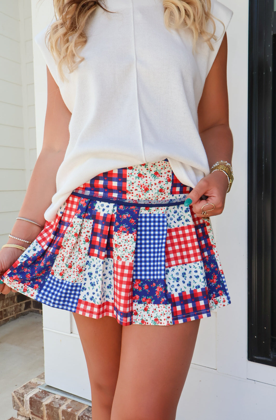 Americana Patchwork Active Skort