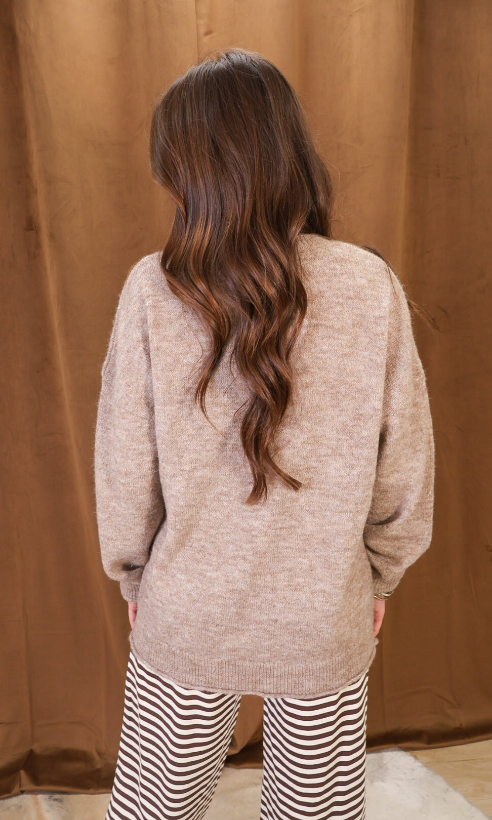 Mocha Mallard Graphic Sweater — back view.
