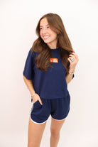 The Kristen Cropped Boxy Tee + Athletic Shorts Set - War Eagle Patch
