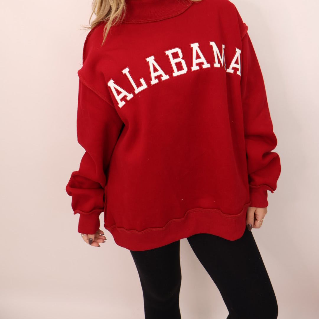 Alabama Embroidered Mock Neck Pullover