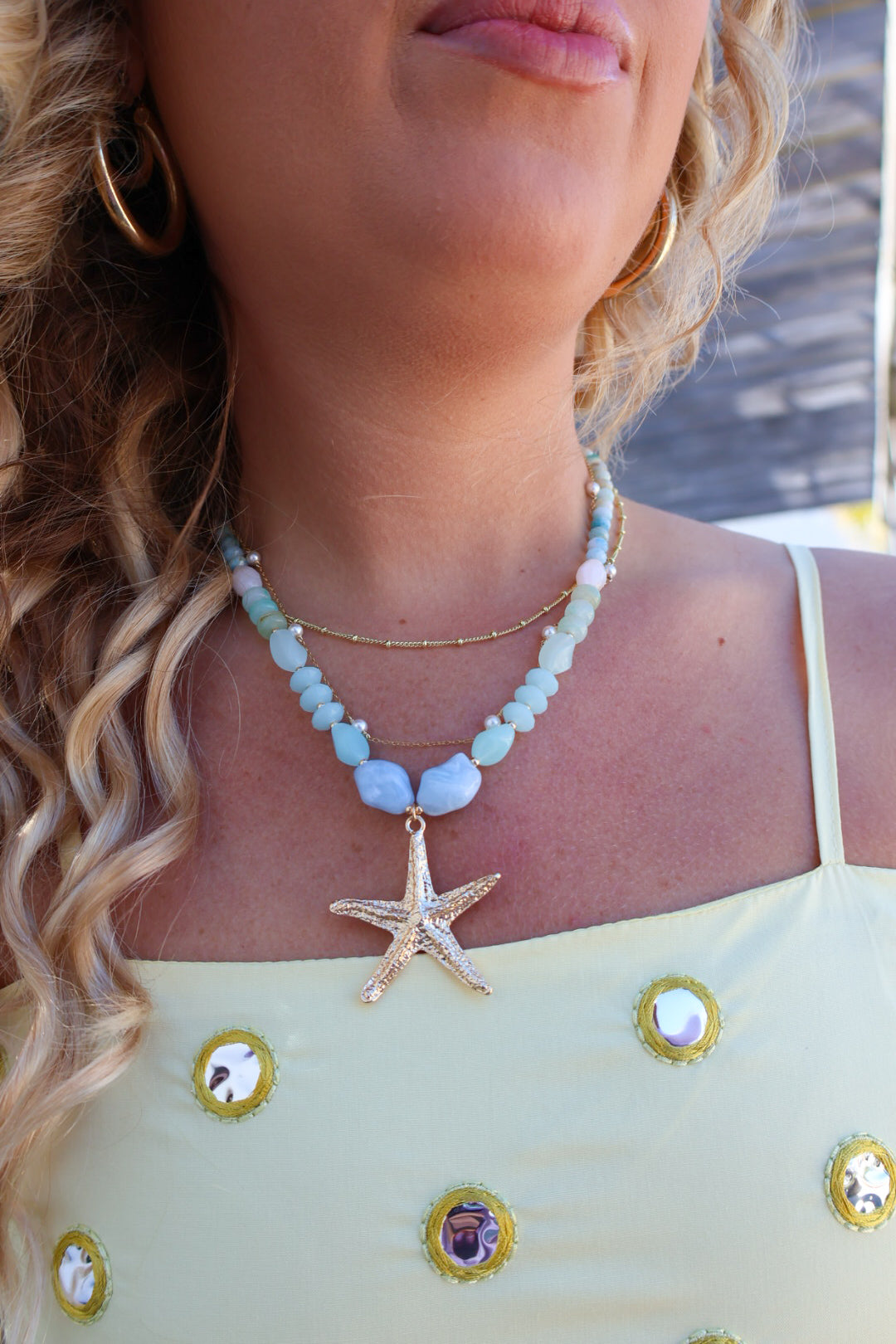 Seaside Starfish Mint Beaded Necklace