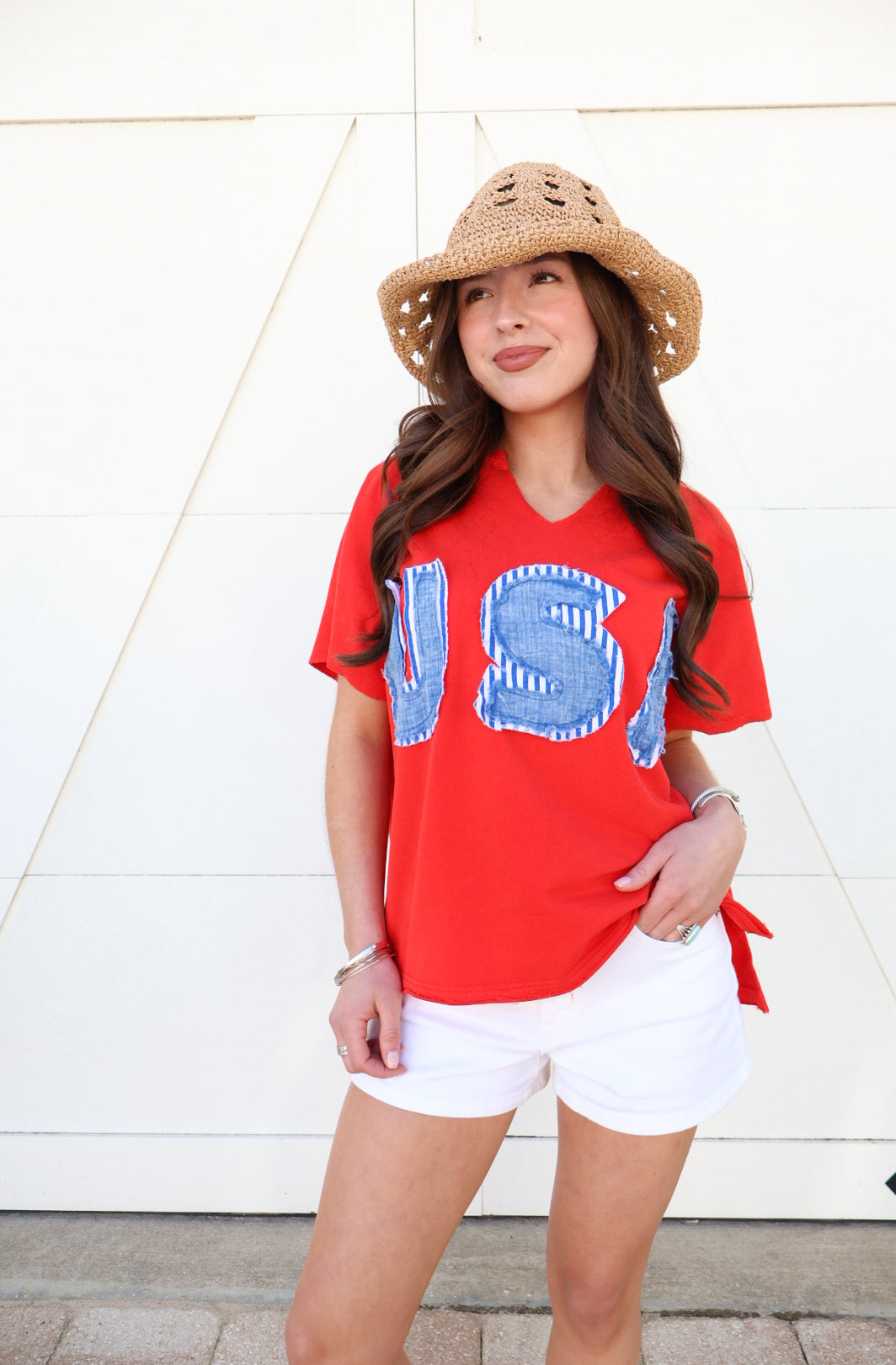 USA Patch Graphic Tee - Red