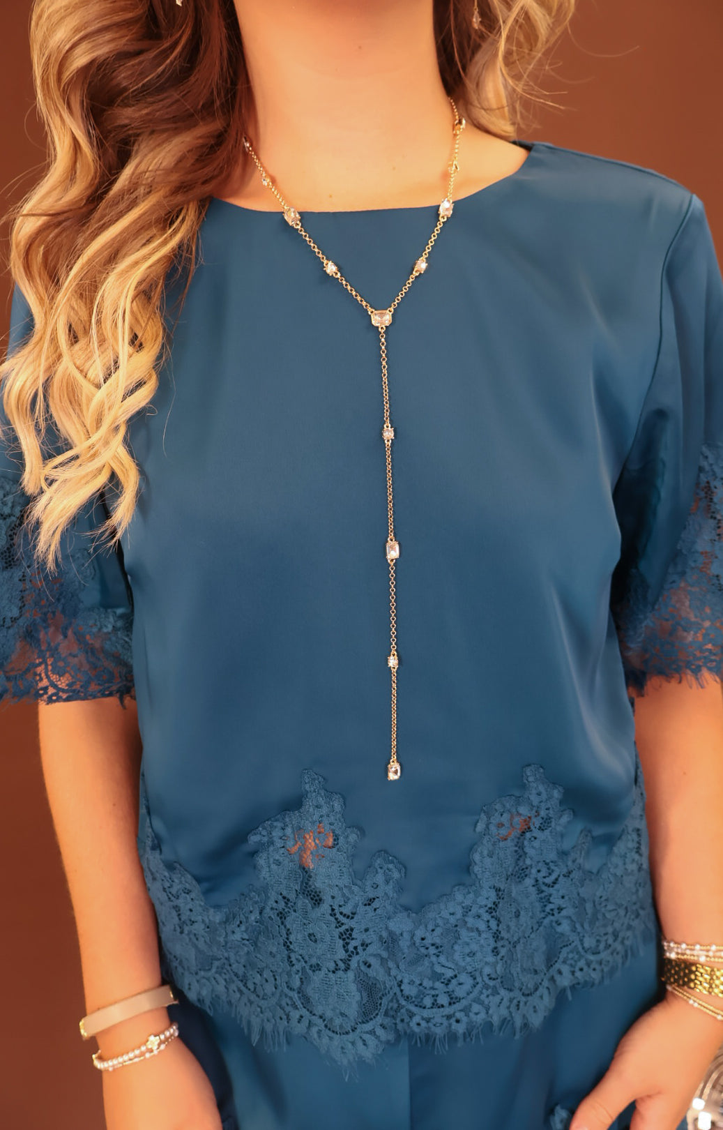 Rhinestone Lariat Necklace