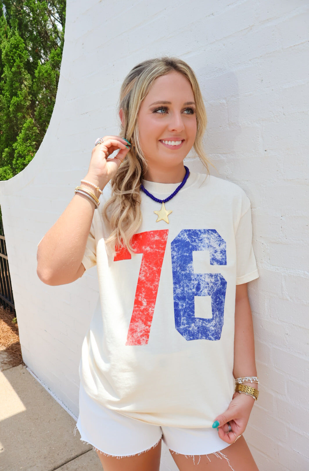 '76 Distressed Varsity Graphic Tee