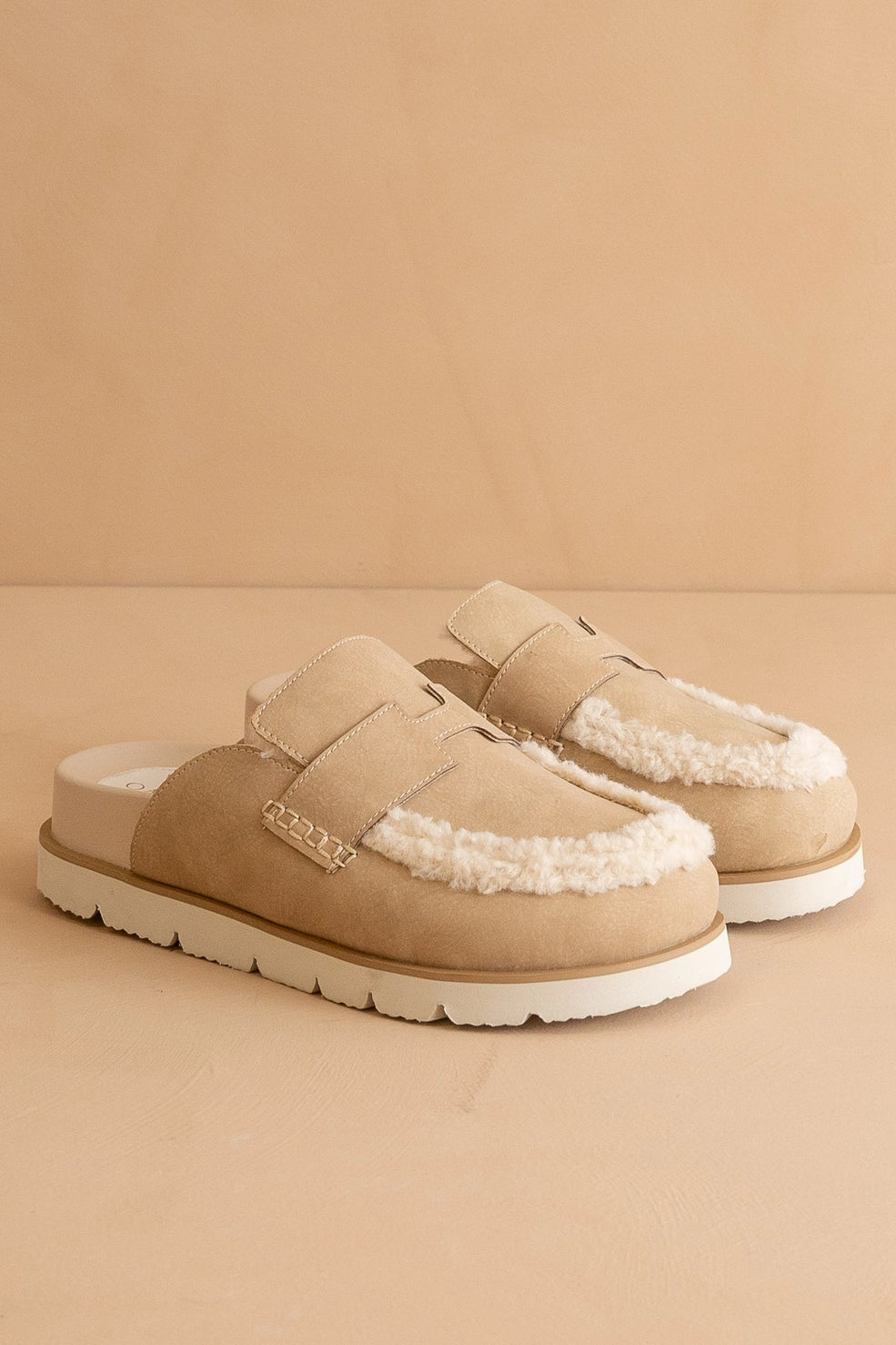 Oatmeal Shearling Mules