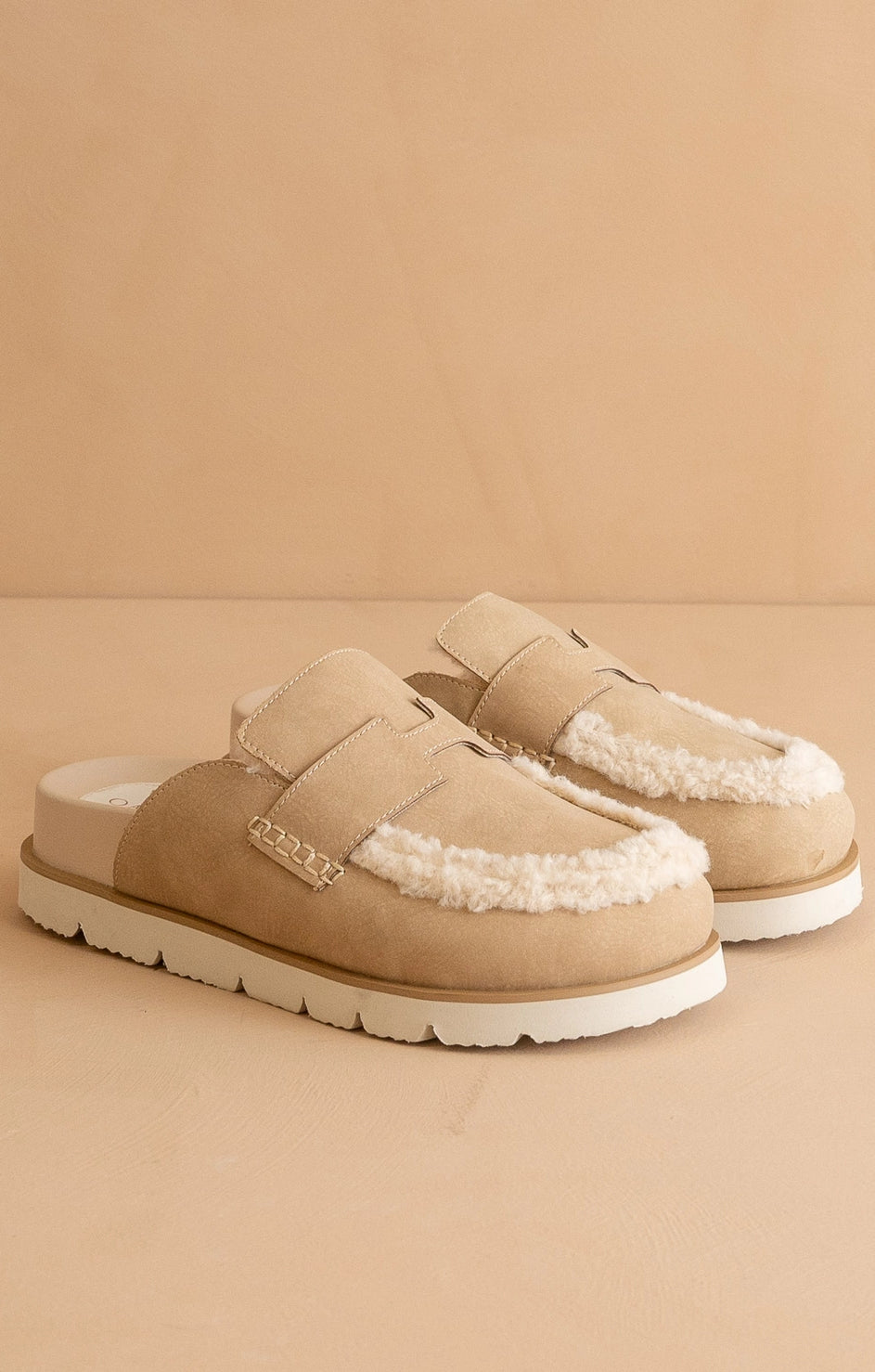 Oatmeal Shearling Mules