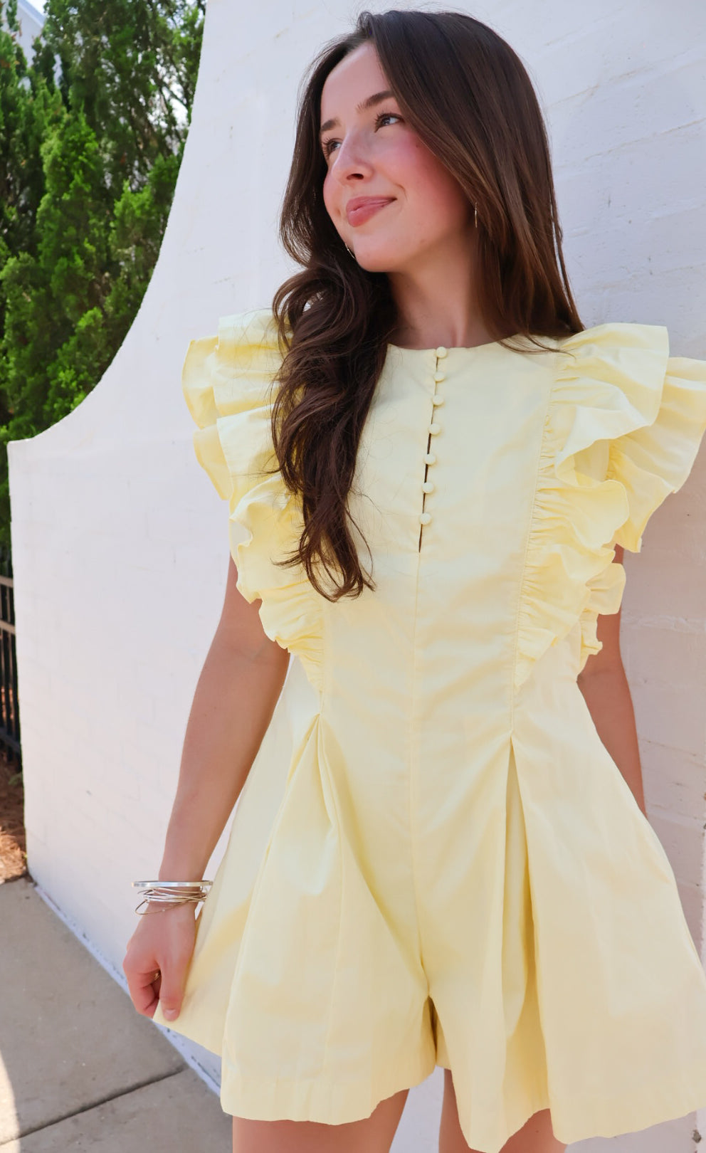 Butter Yellow Ruffle Romper