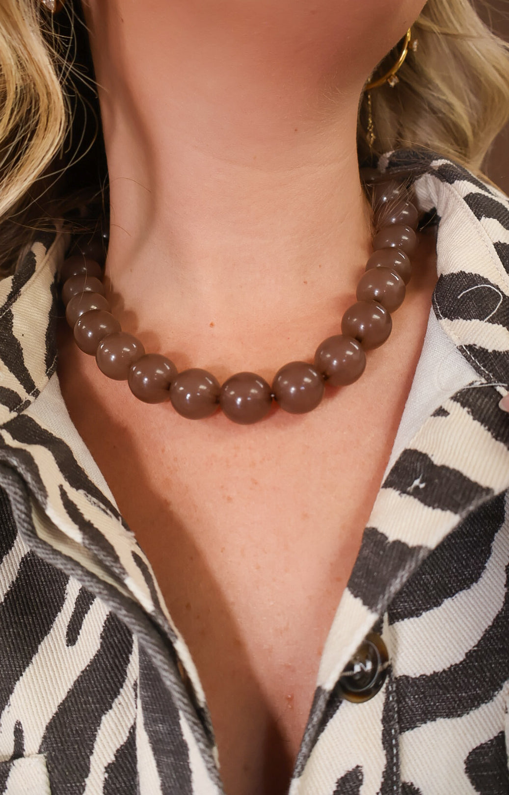 Brown Beaded Layering Necklace