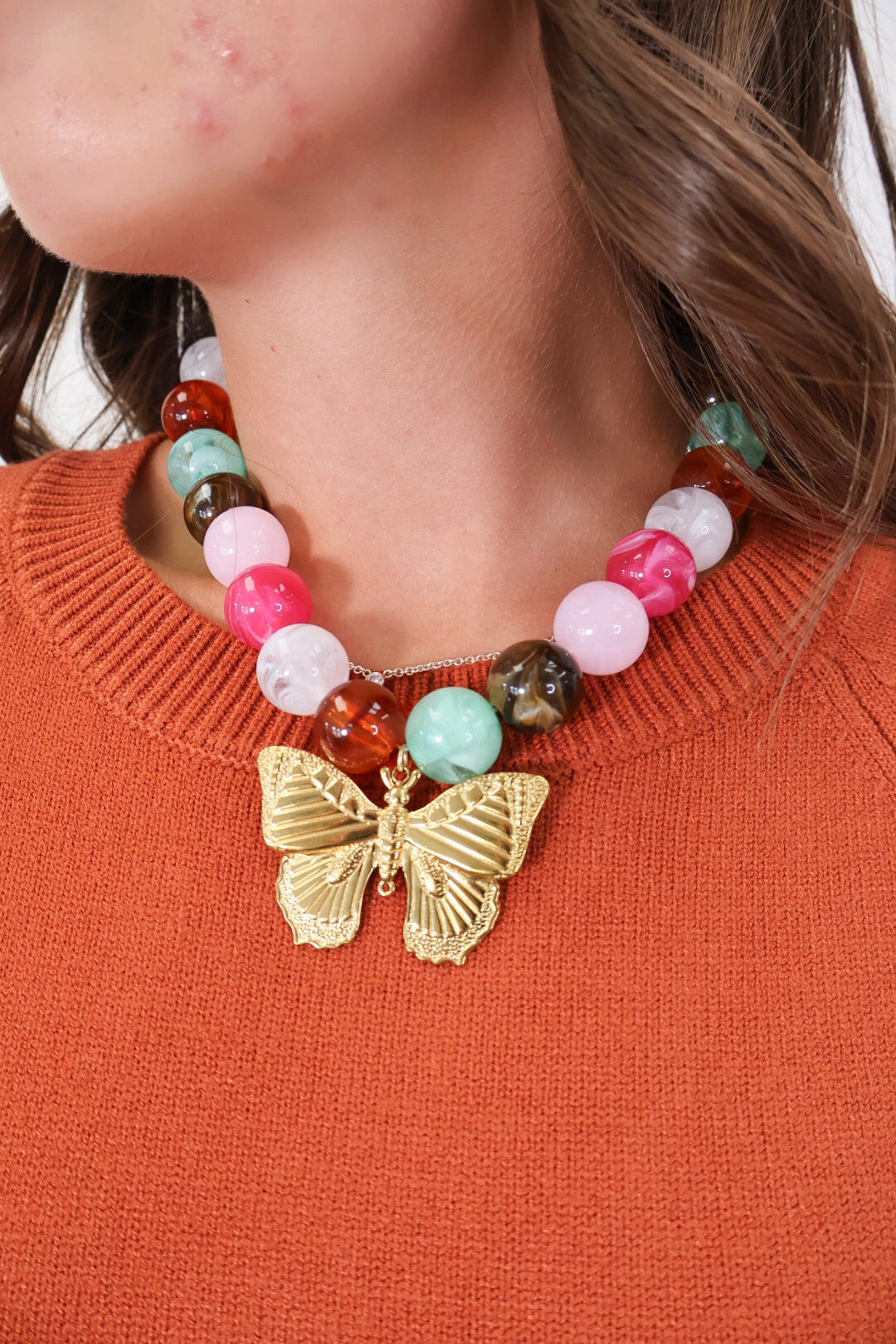Butterfly Beaded Necklace