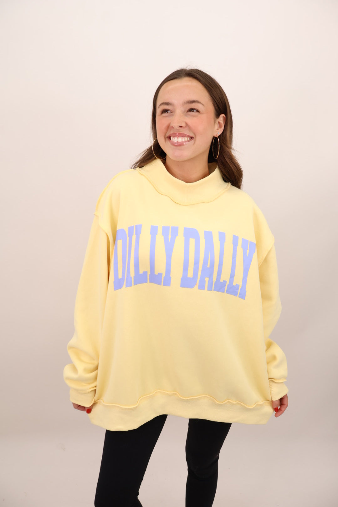 Dilly Dally Mock Neck Pullover - Yellow