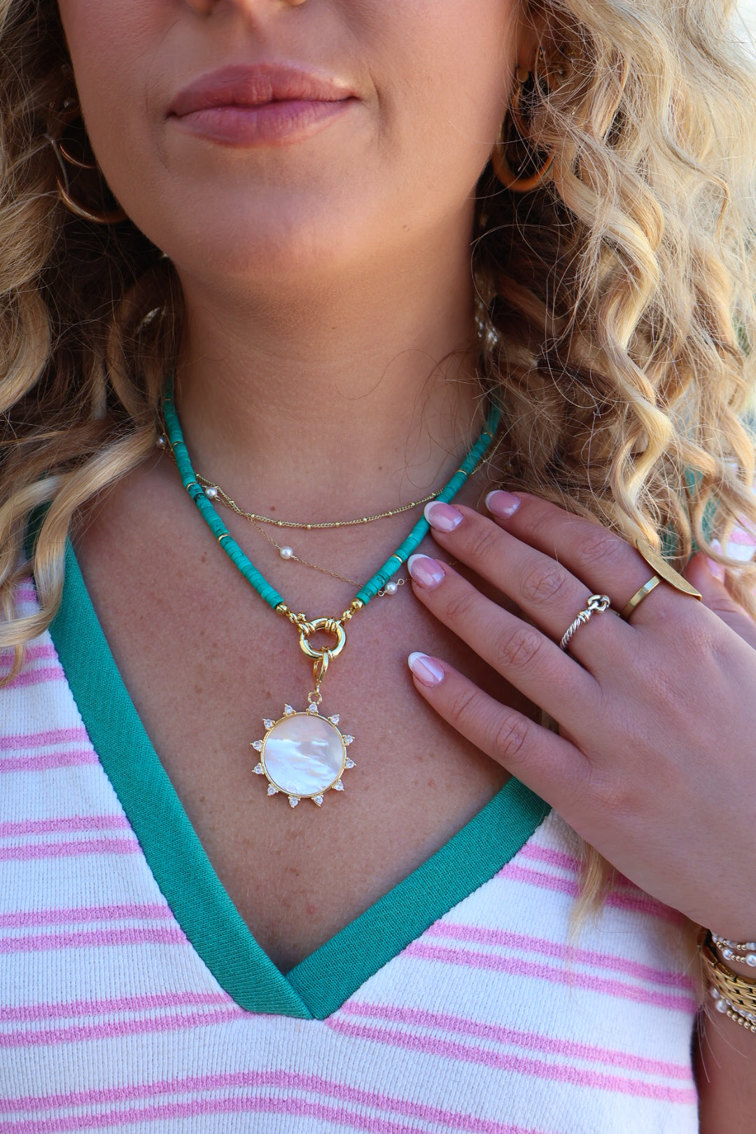 The Turquoise Sun Charm Necklace