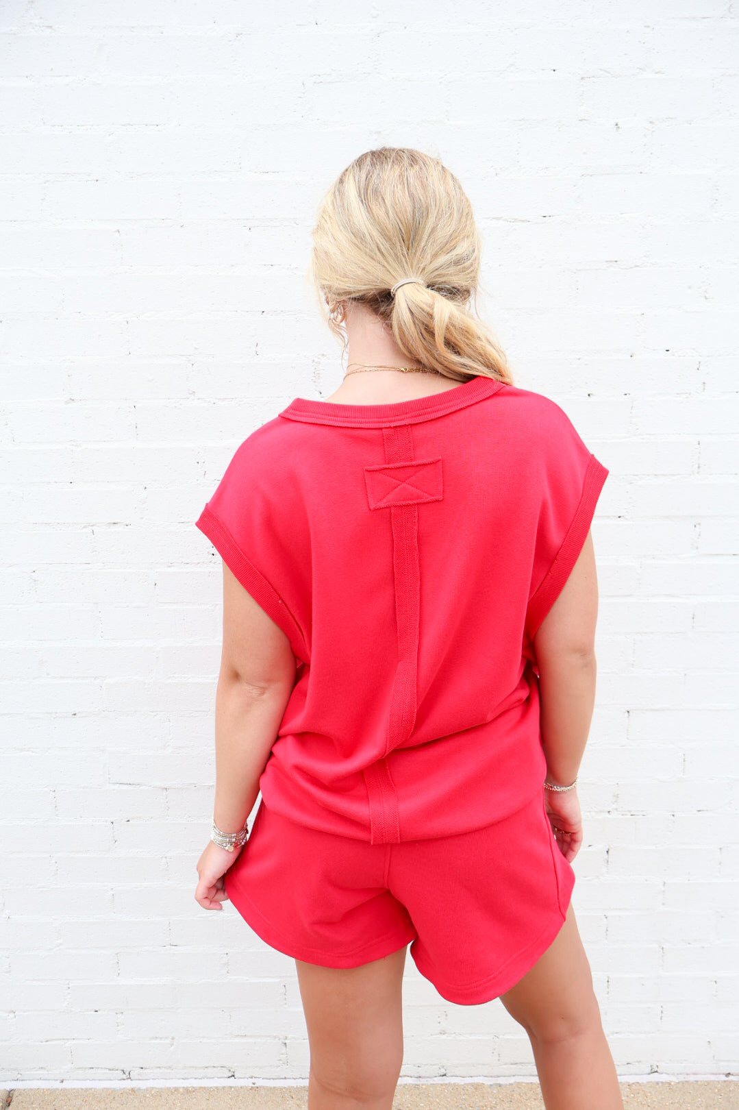 Casual Shorts Set - Cherry Red