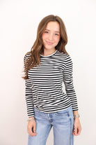 Everyday Striped Long Sleeve Tee - Black & White