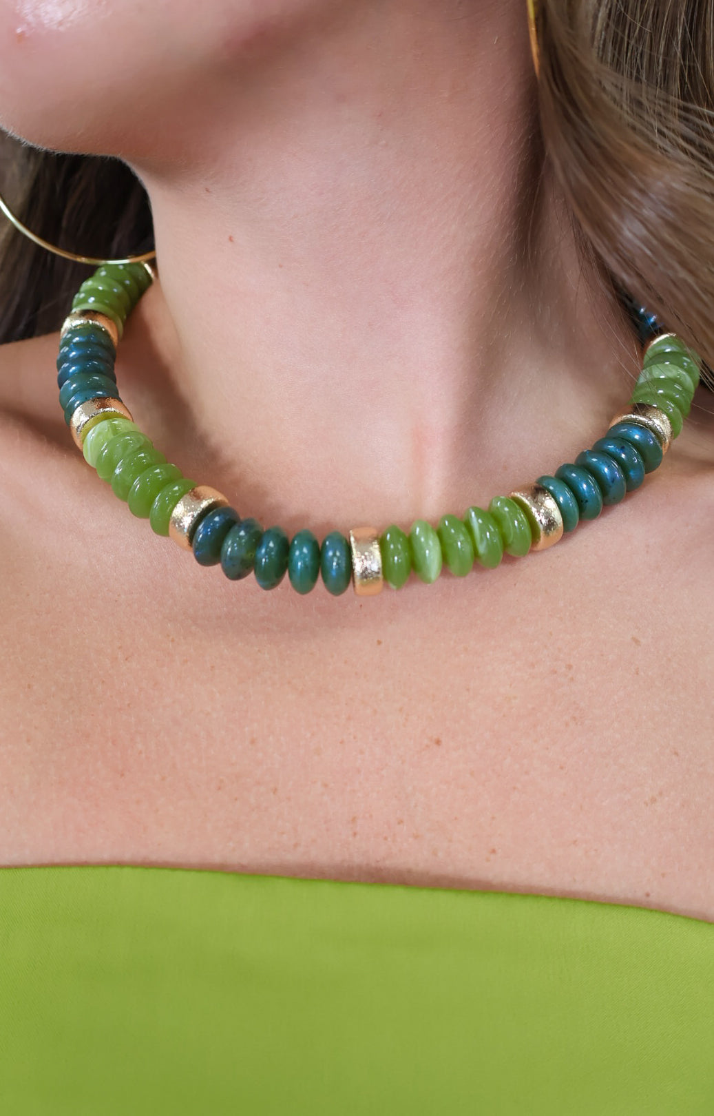Green & Gold Beaded Necklace