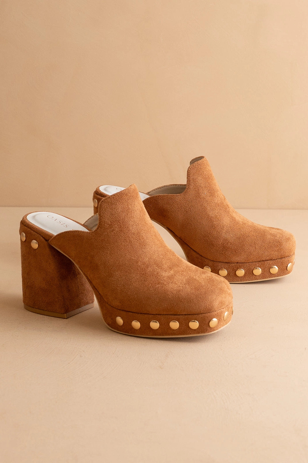 Camel Studded Clogs