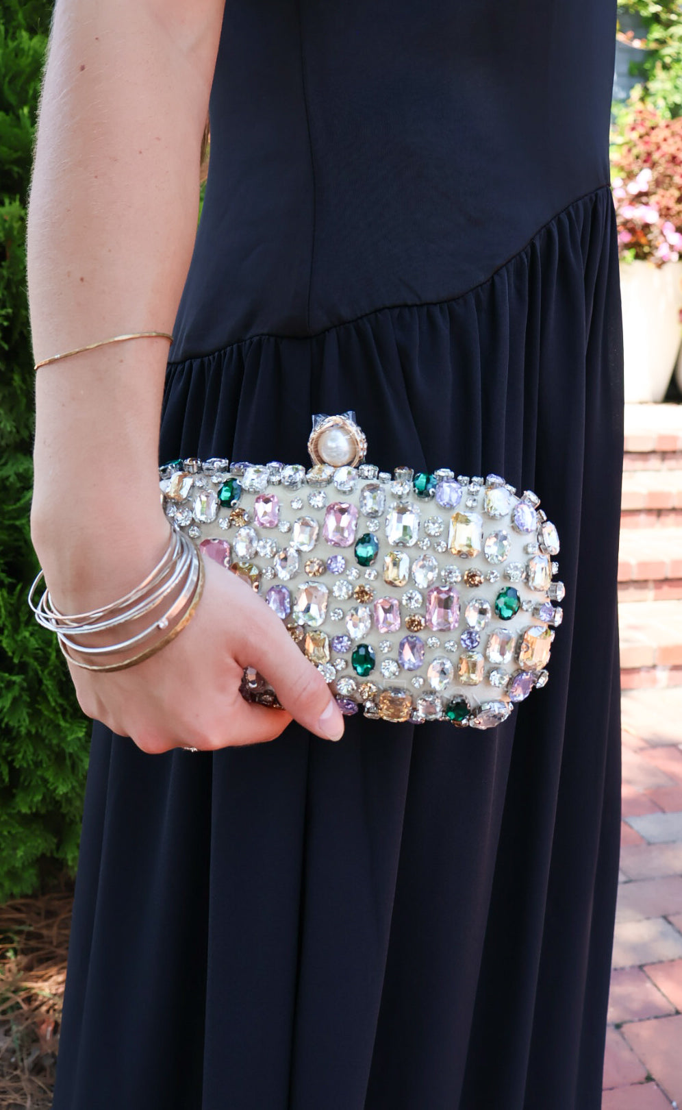 Rhinestone Hard Case Clutch