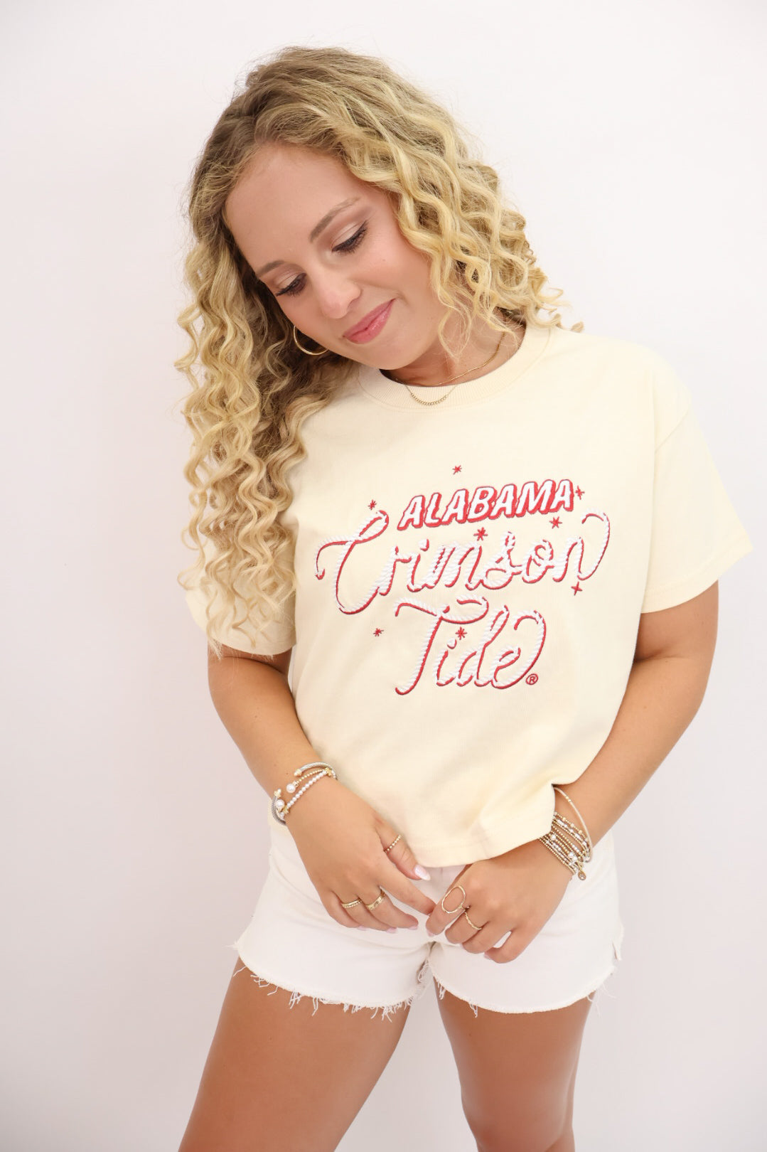 Embroidered Alabama Crimson Tide Boxy Crop Tee