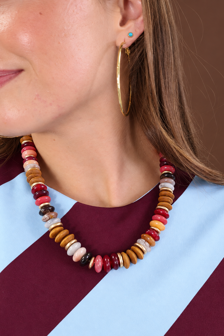 Multi Color Wood Bead Necklace