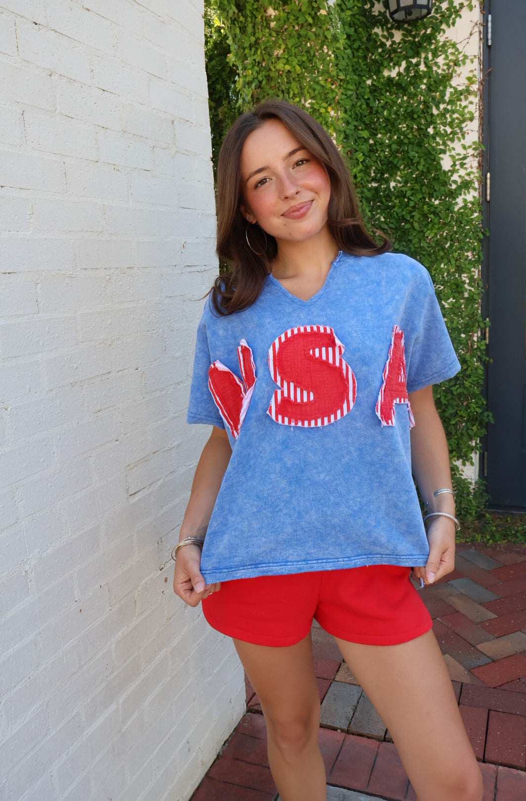 USA Patch Graphic Tee - Blue