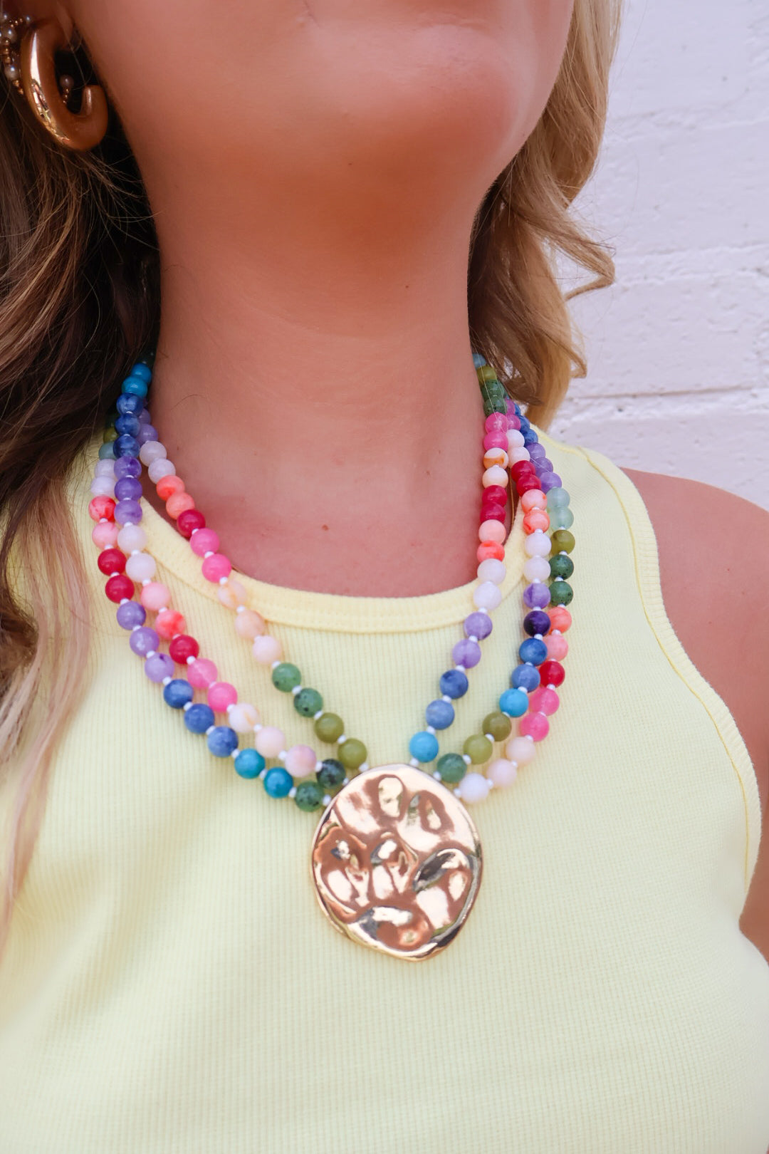 Colorblock Disc Bead Necklace